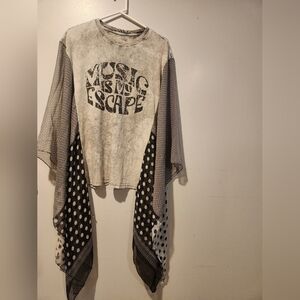 Upcycled Tee /poncho. Cool Graphic tee.